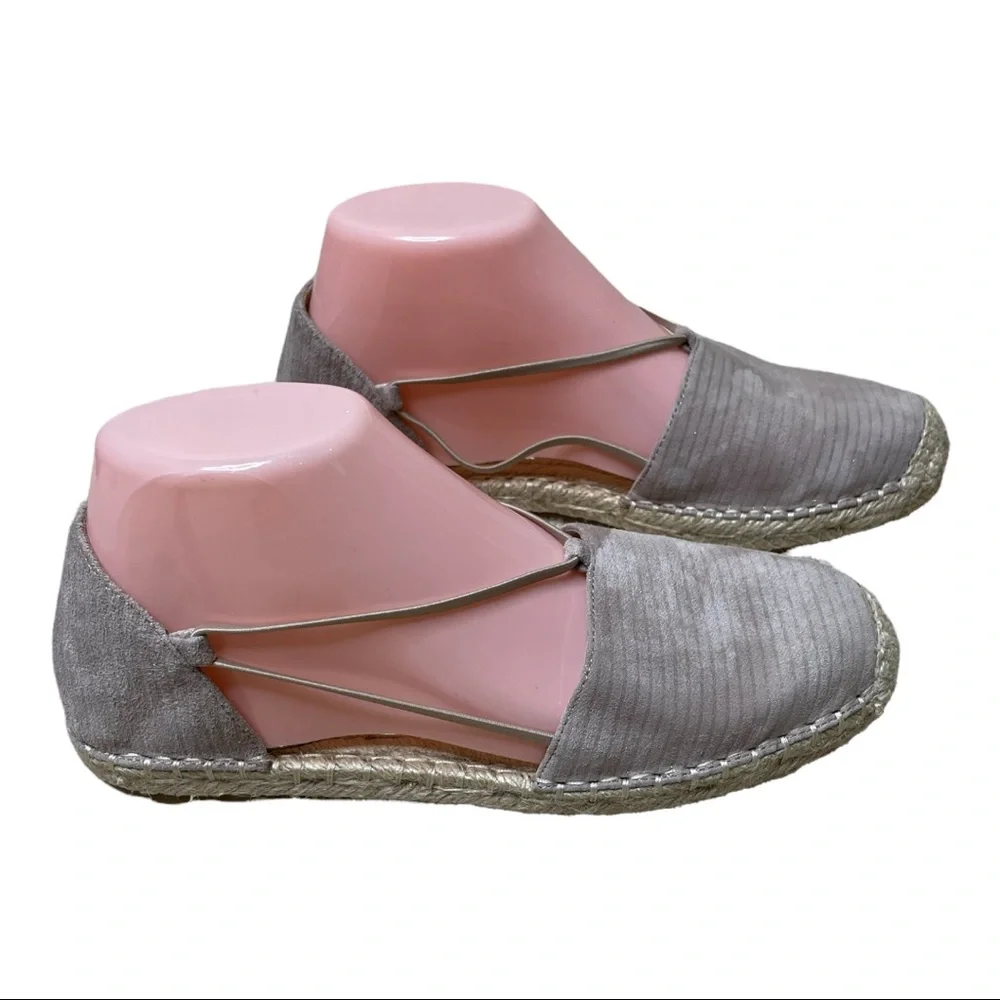 Eileen Fisher Lee Espadrilles 6 Slip-On Flat Loafers Suede Leather Taupe
